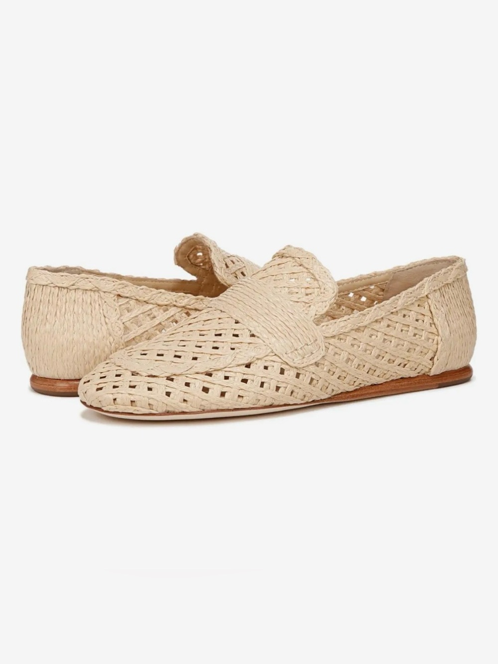 Vince Raffia Davis Woven Loafer Flats in Natural
